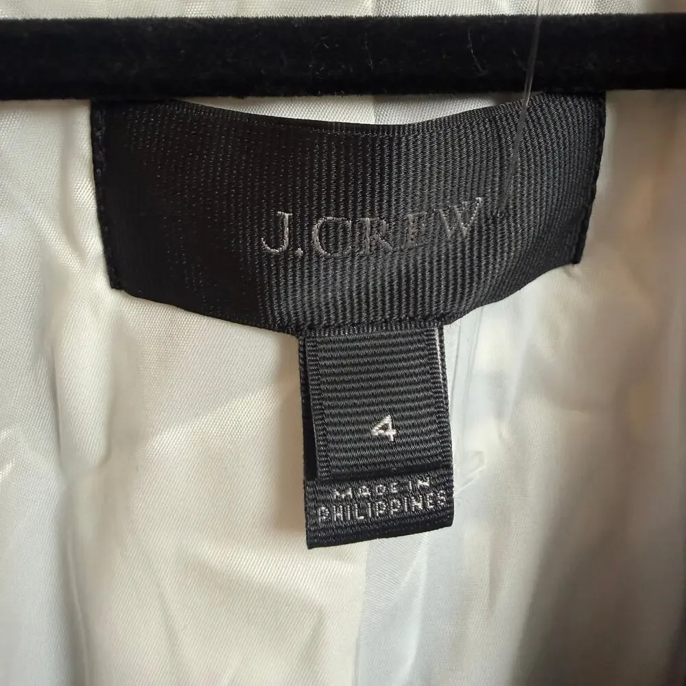 J.Crew Blazer Size 4 NWT Navy White Gingham Check Cotton Contrast Lapel Jacket